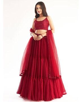 women embellished flared lehenga choli set