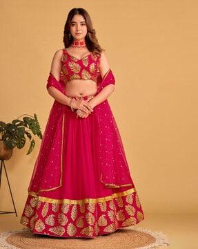 women embellished flared lehenga choli set