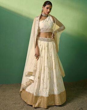 women embellished flared lehenga with choli & dupatta