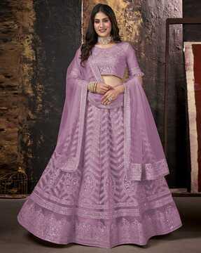 women embellished flared lehenga with choli & dupatta