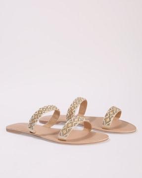 women embellished flat sandals