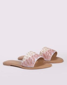 women embellished flat sandals