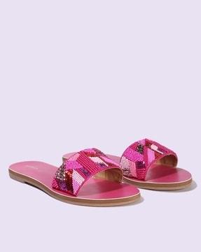 women embellished flat sandals