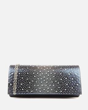 women embellished foldover clutch with detachable strap