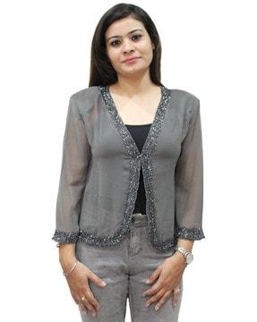 women embellished front-open shrug