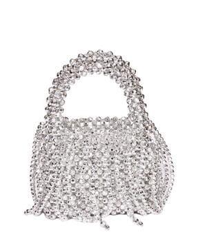 women embellished genuine leather handbag