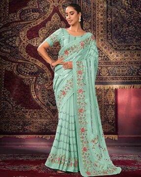 women embellished georgette saree with sequin accent