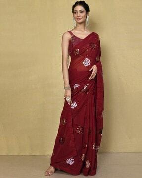 women embellished georgette saree