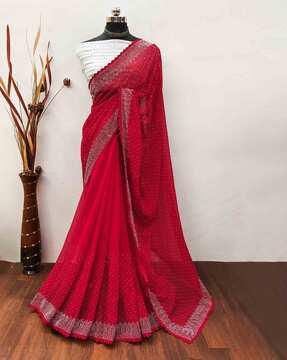 women embellished georgette saree