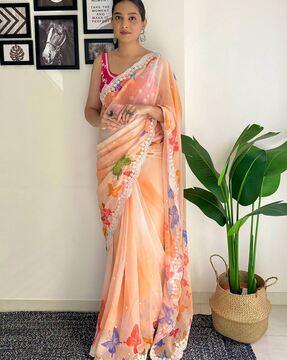 women embellished georgette saree