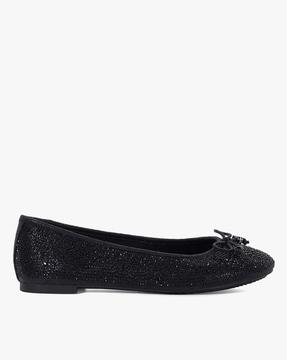 women embellished hallis ballerinas with bow accent