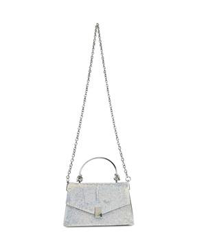 women embellished handbag with detachable strap