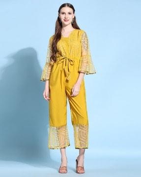 women embellished jumpsuit with tie-up