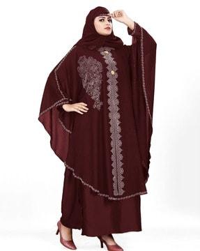 women embellished kaftan burqa with scarf