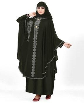 women embellished kaftan burqa with scarf