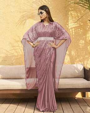 women embellished kaftan-styled saree with belt