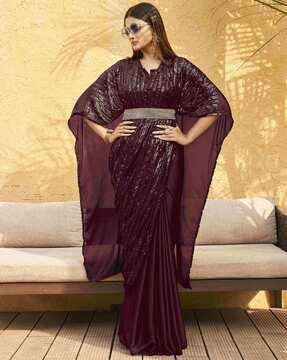 women embellished kaftan-styled saree with belt