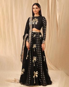 women embellished kalidar lehenga choli set with dupatta