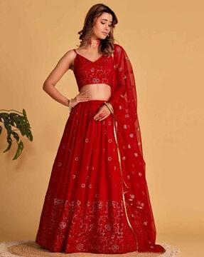 women embellished lehenga choli set with dupatta