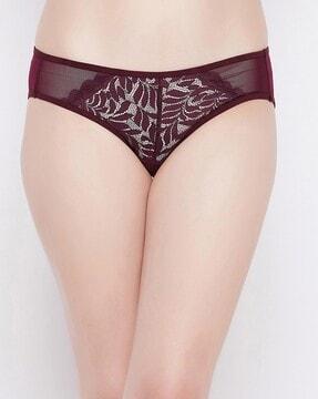 women embellished low waist bikini panty with outer elastic