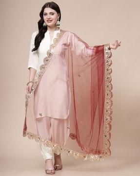 women embellished net dupatta