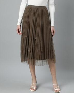 women embellished net flared skirt