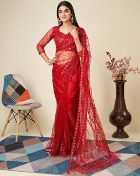 women embellished net saree