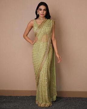 women embellished net saree