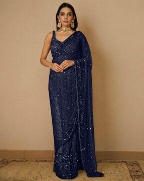 women embellished net saree