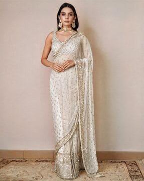 women embellished net saree