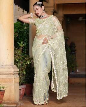 women embellished net saree