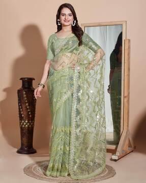 women embellished net saree