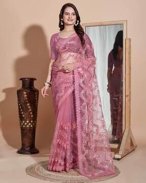 women embellished net saree