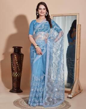 women embellished net saree