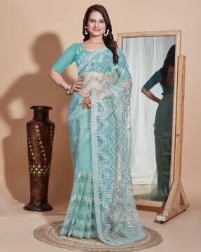 women embellished net saree