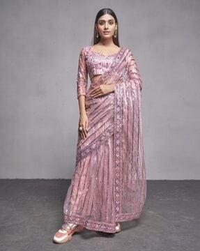 women embellished net saree