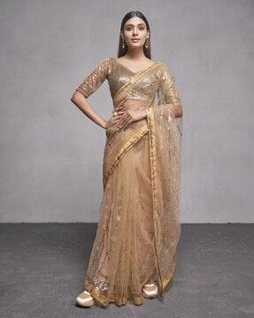 women embellished net saree