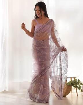 women embellished net saree