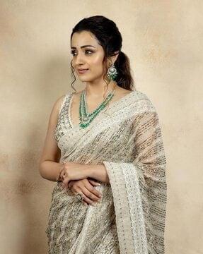 women embellished net saree