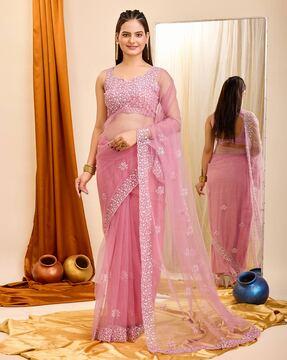 women embellished net saree