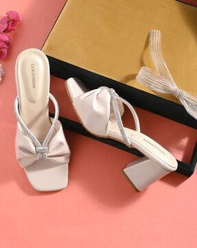 women embellished open-toe chunky heeled sandals