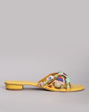 women embellished open-toe flat sandals