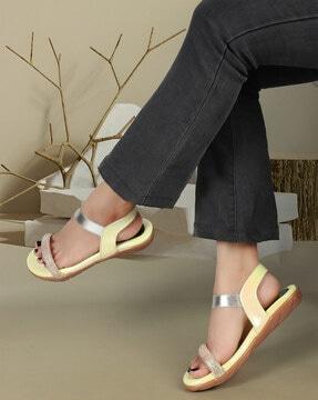 women embellished open-toe slip-on flat sandals