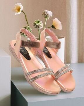 women embellished open-toe slip-on flat sandals