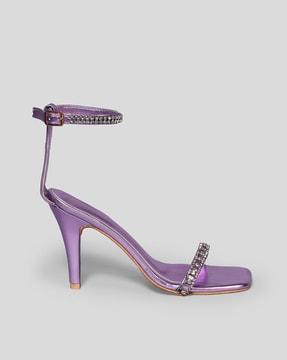 women embellished open-toe stilettos