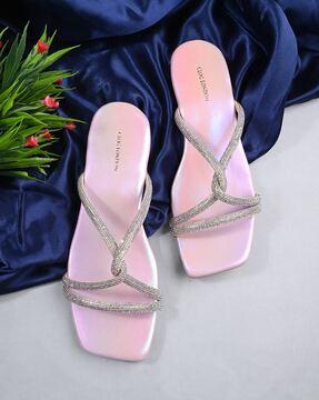 women embellished open-toe strappy sandals