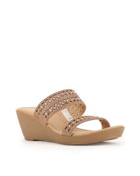 women embellished open-toe wedges