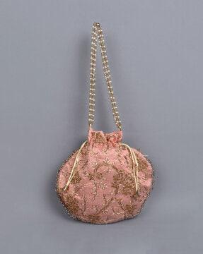 women embellished potli bag with drawstring-closure