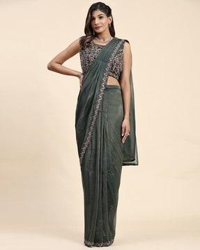 women embellished pre-stitched saree