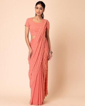 women embellished pre-stitched saree